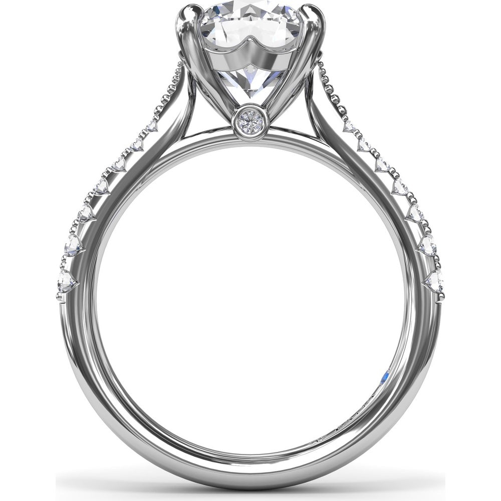 Thin Milgrain Graduated Diamond Engagement Ring Setting with Pavé Band by Fana - 0.25 Carat Total Diamond Weight