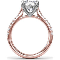 Thin Milgrain Graduated Diamond Engagement Ring Setting with Pavé Band by Fana - 0.25 Carat Total Diamond Weight