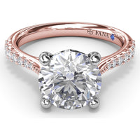Thin Milgrain Graduated Diamond Engagement Ring Setting with Pavé Band by Fana - 0.25 Carat Total Diamond Weight