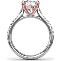 Thin Milgrain Graduated Diamond Engagement Ring Setting with Pavé Band by Fana - 0.25 Carat Total Diamond Weight