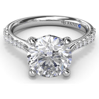 Thin Milgrain Graduated Diamond Engagement Ring Setting with Pavé Band by Fana - 0.25 Carat Total Diamond Weight