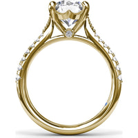 Thin Milgrain Graduated Diamond Engagement Ring Setting with Pavé Band by Fana - 0.25 Carat Total Diamond Weight