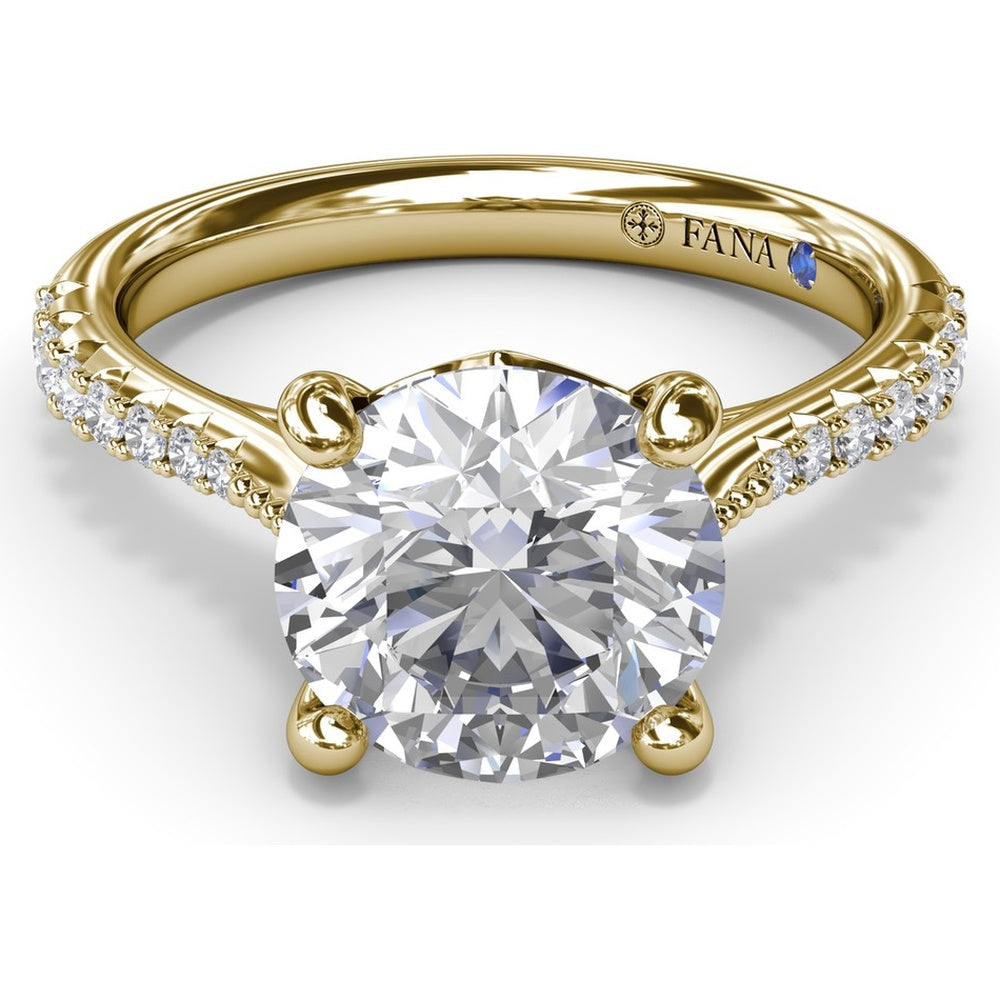 Thin Milgrain Graduated Diamond Engagement Ring Setting with Pavé Band by Fana - 0.25 Carat Total Diamond Weight