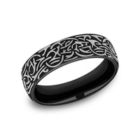 Thors Hammer Men's Wedding Band in 14K Rose Gold and Grey-Black Titanium - 6.5mm Width by Forge