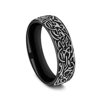 Thors Hammer Men's Wedding Band in 14K Rose Gold and Grey-Black Titanium - 6.5mm Width by Forge