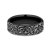 Thors Hammer Men's Wedding Band in 14K Rose Gold and Grey-Black Titanium - 6.5mm Width by Forge