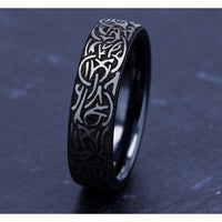 Thors Hammer Men's Wedding Band in 14K Rose Gold and Grey-Black Titanium - 6.5mm Width by Forge
