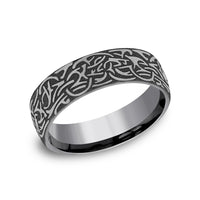 Thors Hammer Men's Wedding Band in Grey Tantalum - 6.5mm Width by Tantalum