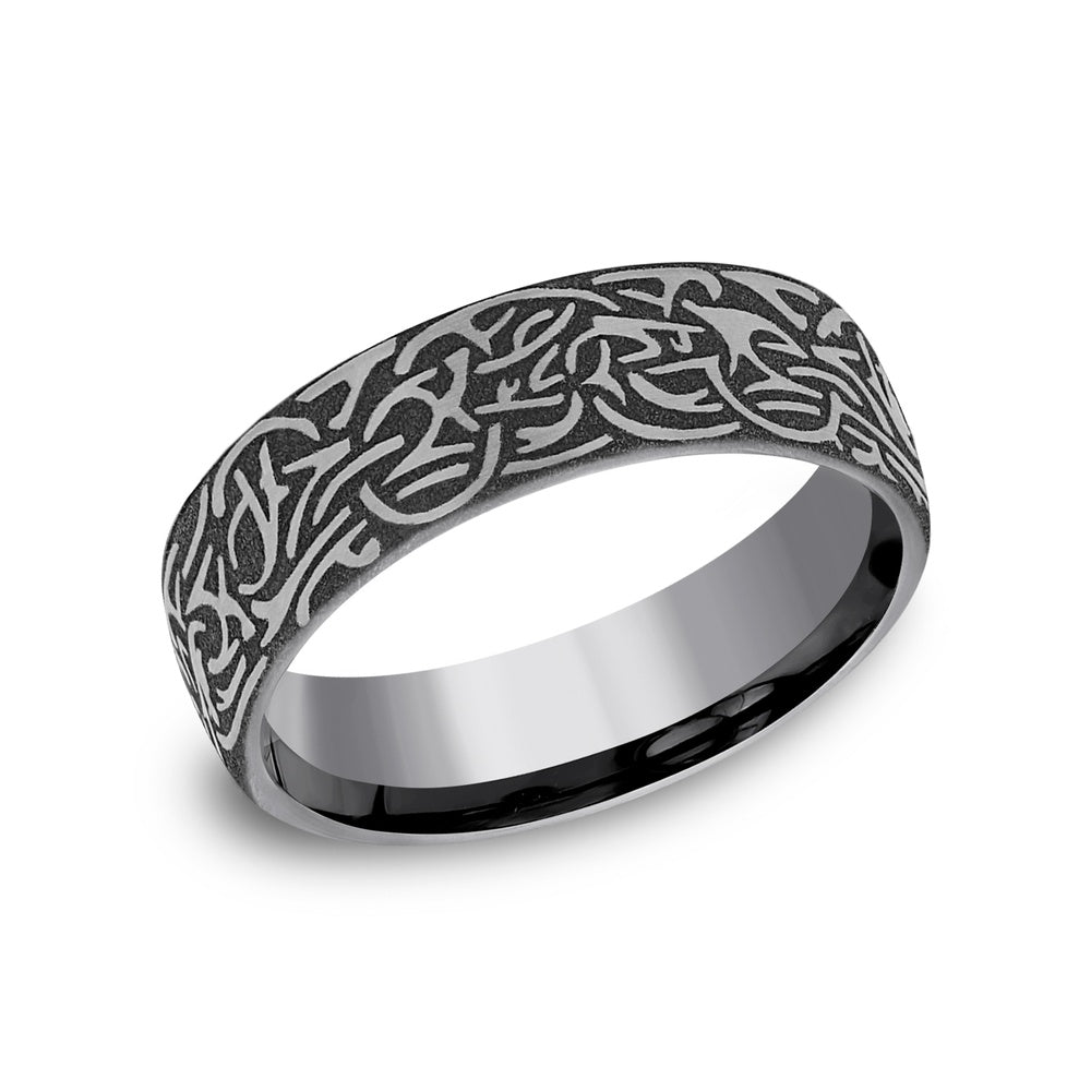 Thors Hammer Men's Wedding Band in Grey Tantalum - 6.5mm Width by Tantalum