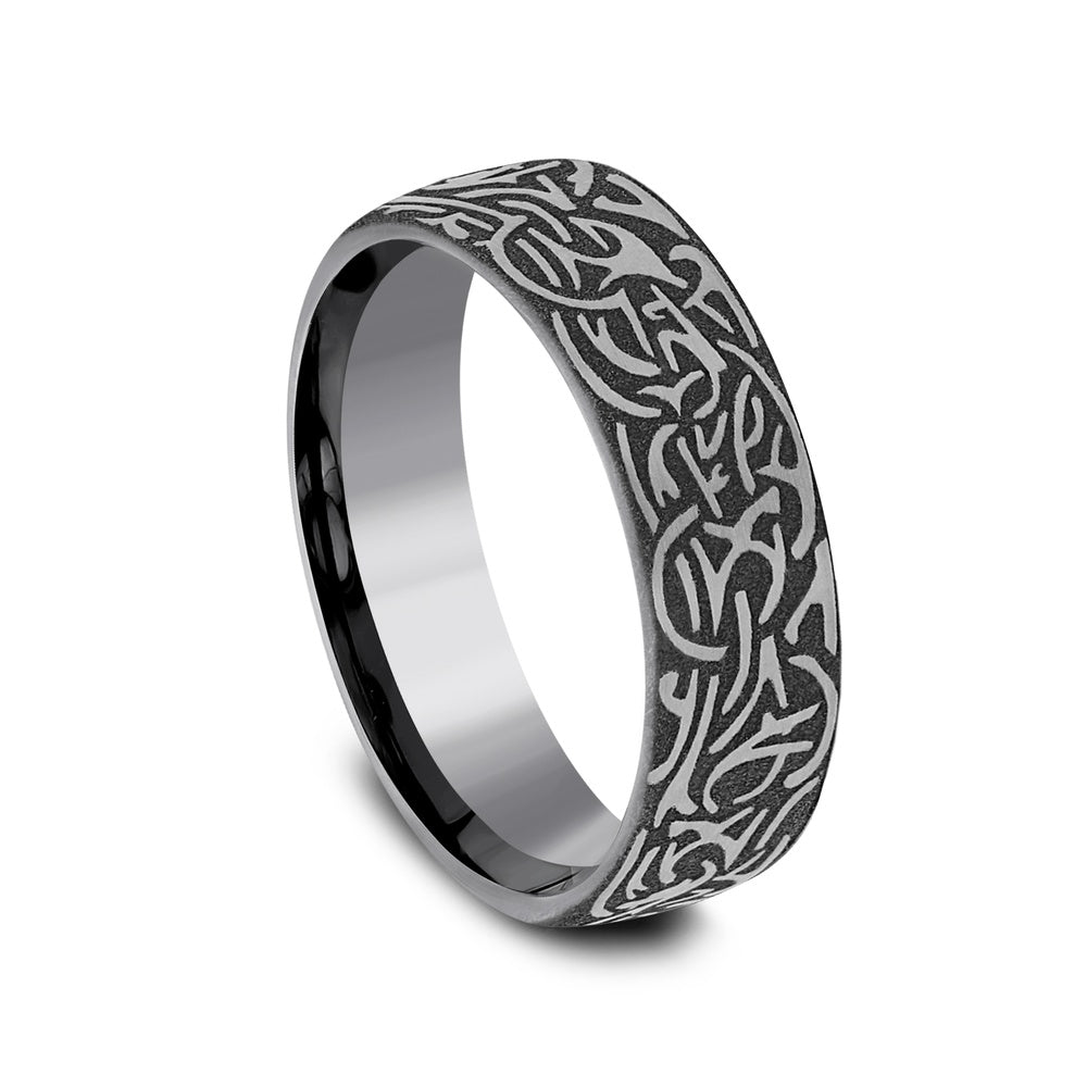 Thors Hammer Men's Wedding Band in Grey Tantalum - 6.5mm Width by Tantalum