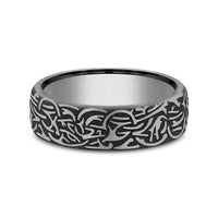 Thors Hammer Men's Wedding Band in Grey Tantalum - 6.5mm Width by Tantalum