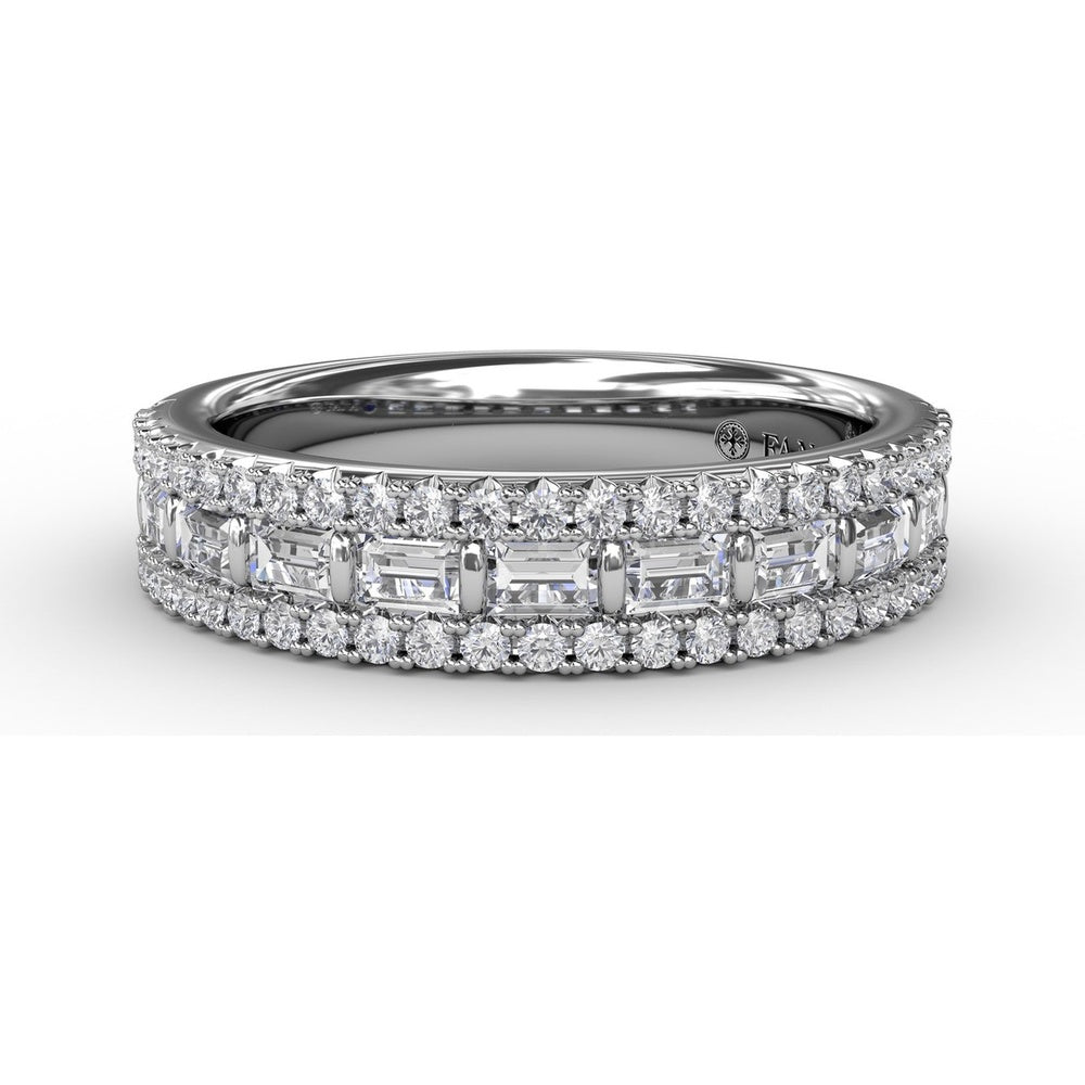 Three-Row Band with Baguette and Round Pavé Diamonds by Fana - 0.81 Carat Total Diamond Weight