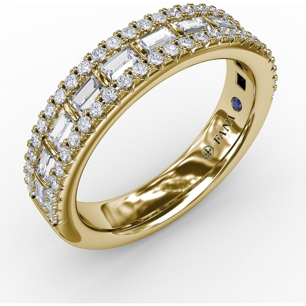 Three-Row Band with Baguette and Round Pavé Diamonds by Fana - 0.81 Carat Total Diamond Weight