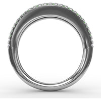Three Row Band with Round Emeralds and Pavé Diamonds by Fana - 1.32 Carat Total Gemstone Weight