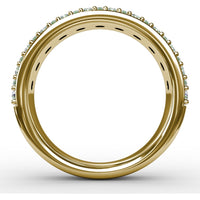 Three-Row Band with Round Emeralds and Pavé Diamonds by Fana - 1.53 Carat Total Gemstone Weight