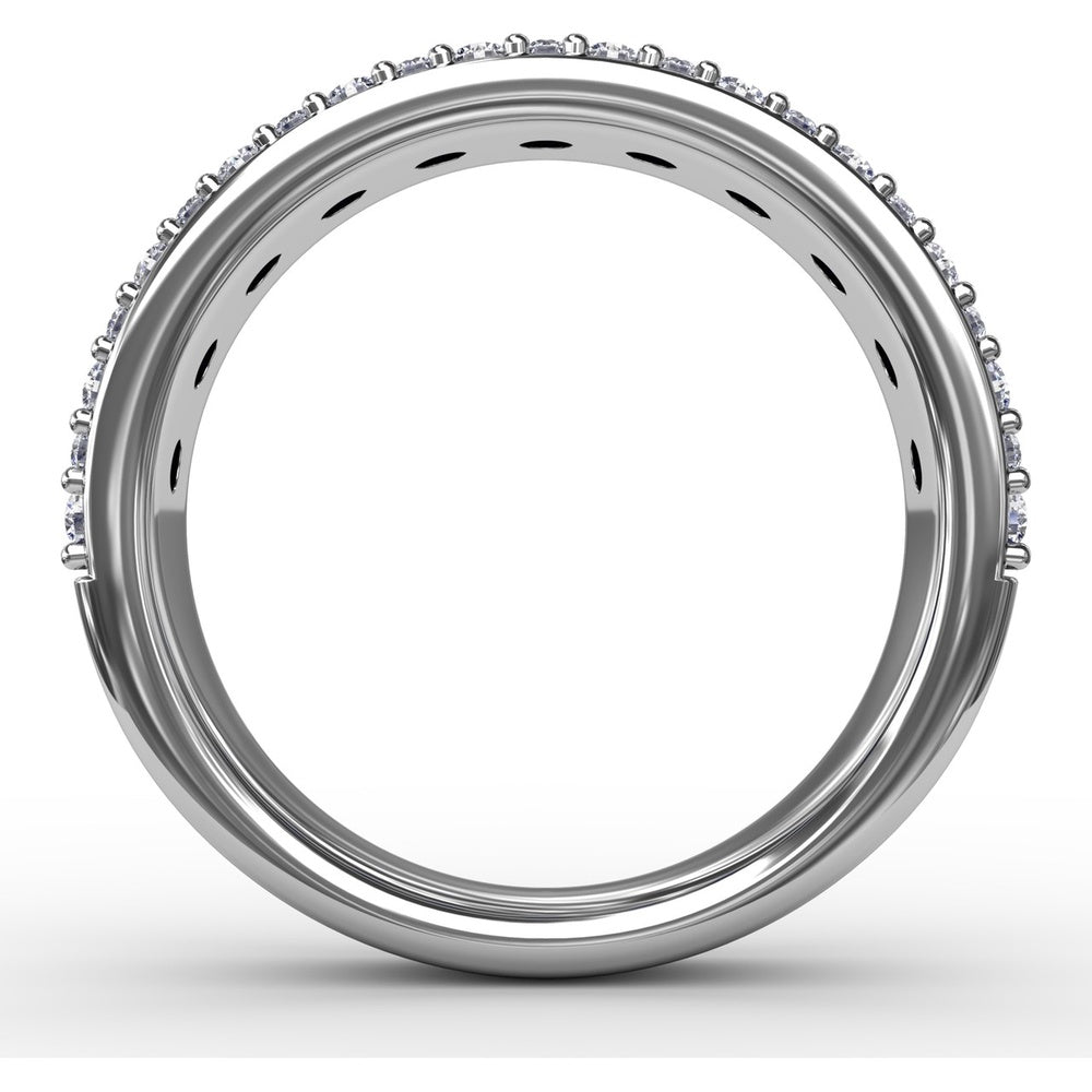 Three Row Band with Round Sapphires and Pavé Diamonds by Fana - 1.64 Carat Total Gemstone Weight