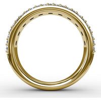 Three Row Band with Round Sapphires and Pavé Diamonds by Fana - 1.64 Carat Total Gemstone Weight