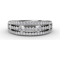 Three-Row Diamond Band with Pavé and Channel Set Round Diamonds by Fana - 0.79 Carat Total Diamond Weight