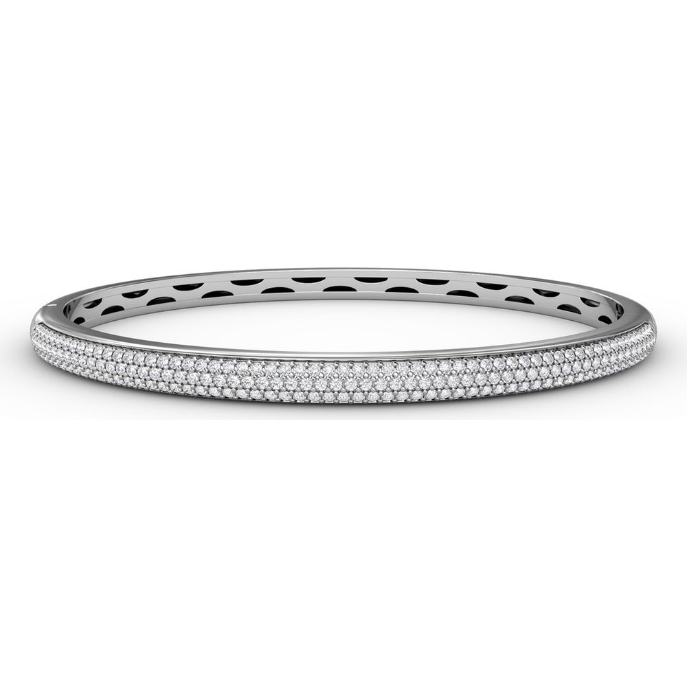 Three Row Pavé Set Round Diamond Bangle with Openwork Detail by Fana - 1.48 Carat Total Diamond Weight