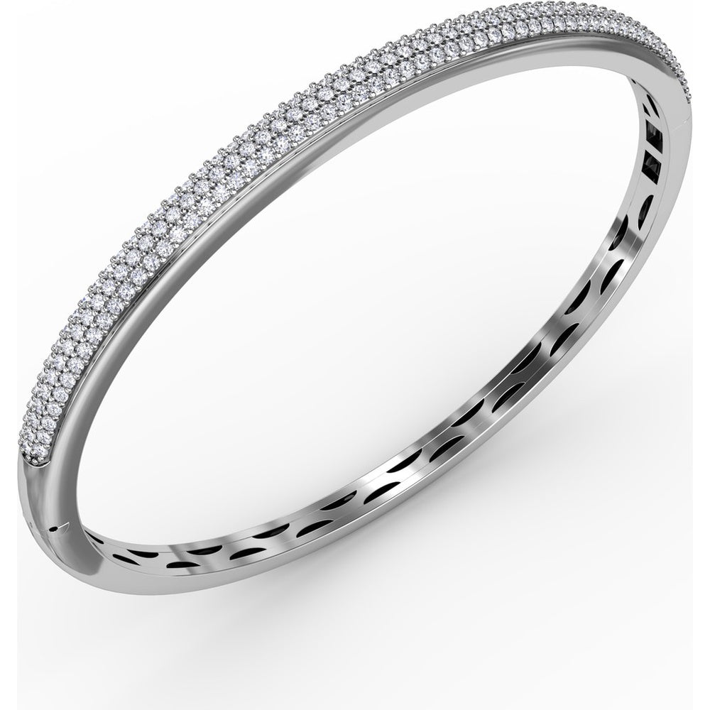 Three Row Pavé Set Round Diamond Bangle with Openwork Detail by Fana - 1.48 Carat Total Diamond Weight