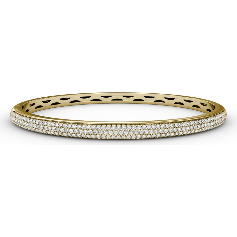 Three Row Pavé Set Round Diamond Bangle with Openwork Detail by Fana - 1.48 Carat Total Diamond Weight