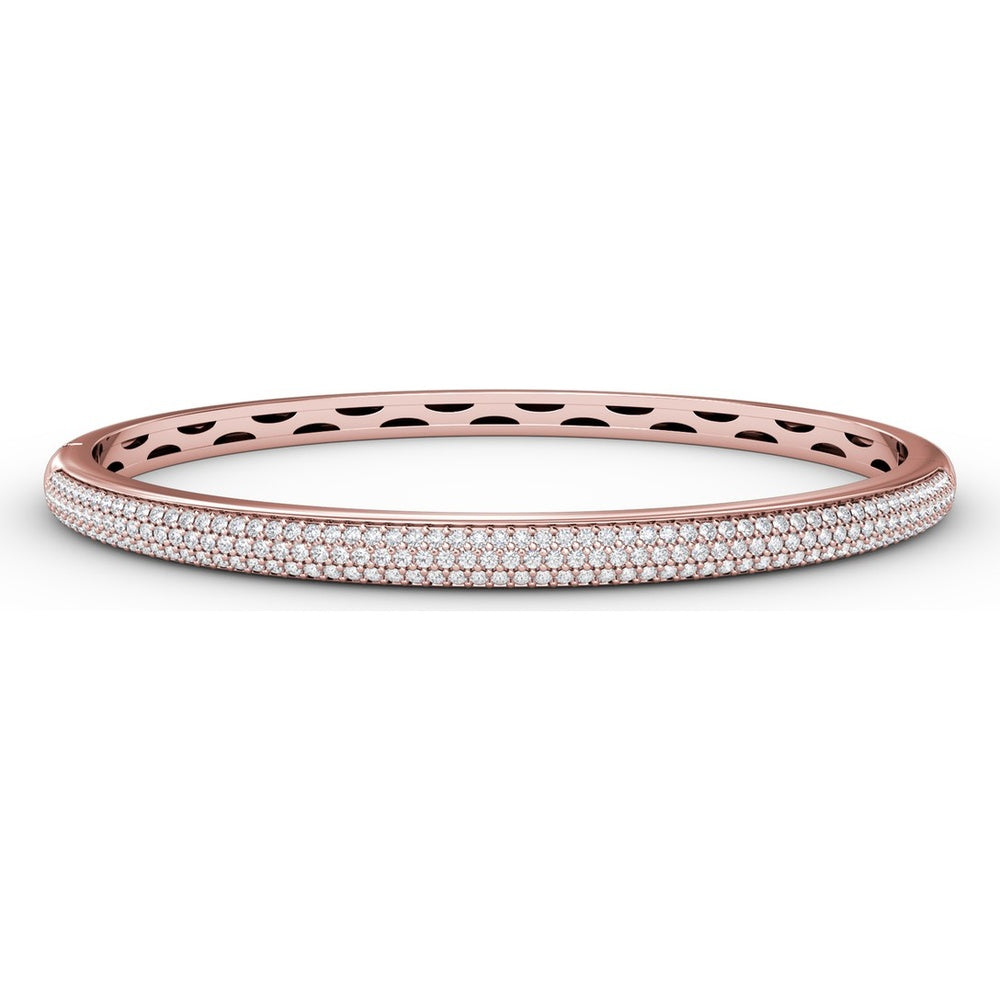 Three Row Pavé Set Round Diamond Bangle with Openwork Detail by Fana - 1.48 Carat Total Diamond Weight