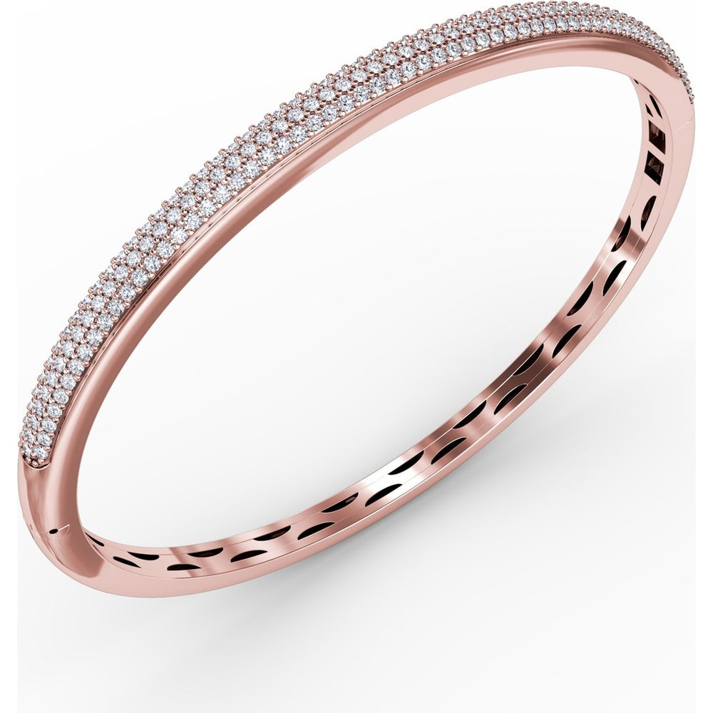 Three Row Pavé Set Round Diamond Bangle with Openwork Detail by Fana - 1.48 Carat Total Diamond Weight
