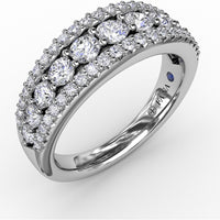 Three-Row Pavé Set Round Diamond Fashion Band by Fana - 1.00 Carat Total Diamond Weight