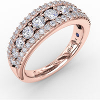 Three-Row Pavé Set Round Diamond Fashion Band by Fana - 1.00 Carat Total Diamond Weight