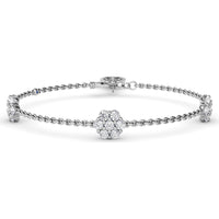 Three-Station Floral Diamond Bracelet with Prong-Set Round Diamonds by Fana - 1.47 Carat Total Diamond Weight