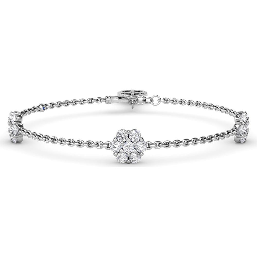 Three-Station Floral Diamond Bracelet with Prong-Set Round Diamonds by Fana - 1.47 Carat Total Diamond Weight