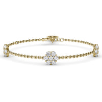 Three-Station Floral Diamond Bracelet with Prong-Set Round Diamonds by Fana - 1.47 Carat Total Diamond Weight