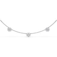 Three-Station Magnolia Diamond Cluster Necklace with Round Diamonds by Fana - 1.68 Carat Total Diamond Weight