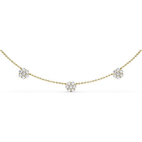 Three-Station Magnolia Diamond Cluster Necklace with Round Diamonds by Fana - 1.68 Carat Total Diamond Weight
