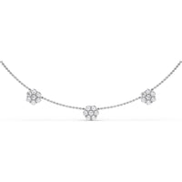 Three-Station Magnolia Diamond Necklace with Cluster Set Round Diamonds by Fana - 2.52 Carat Total Diamond Weight