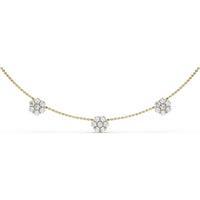 Three-Station Magnolia Diamond Necklace with Cluster Set Round Diamonds by Fana - 2.52 Carat Total Diamond Weight