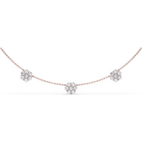 Three-Station Magnolia Diamond Necklace with Cluster Set Round Diamonds by Fana - 2.52 Carat Total Diamond Weight