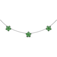 Three-Station Magnolia Necklace with Milgrain Set Round Emeralds by Fana - 2.94 Carat Total Emerald Weight
