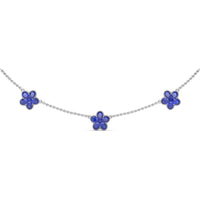 Three-Station Magnolia Necklace with Milgrain Set Round Sapphires by Fana - 4.02 Carat Total Gemstone Weight