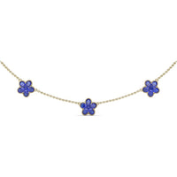 Three-Station Magnolia Necklace with Milgrain Set Round Sapphires by Fana - 4.02 Carat Total Gemstone Weight