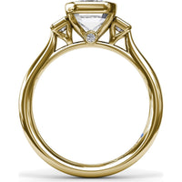 Three-Stone Emerald Cut Bezel Engagement Ring Setting with Peek-A-Boo Diamond by Fana