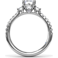 Three Stone Emerald Cut Diamond Engagement Ring Setting with Pavé Band - 0.53 Carat Total Side Stone Weight by Fana