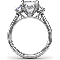 Three Stone Emerald Cut Diamond Engagement Ring Setting with Side Stones by Fana - 0.92 Carat Total Diamond Weight