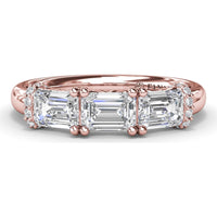 Three Stone Emerald Cut Diamond Wedding Band with Pavé Details by Fana - 1.26 Carat Total Diamond Weight