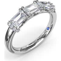 Three Stone Emerald Cut Diamond Wedding Band with Pavé Details by Fana - 1.26 Carat Total Diamond Weight