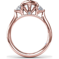 Three Stone Engagement Ring Setting with Bezel Set Marquise Center and Half-Moon Side Diamonds by Fana