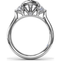 Three Stone Engagement Ring Setting with Bezel Set Marquise Center and Half-Moon Side Diamonds by Fana