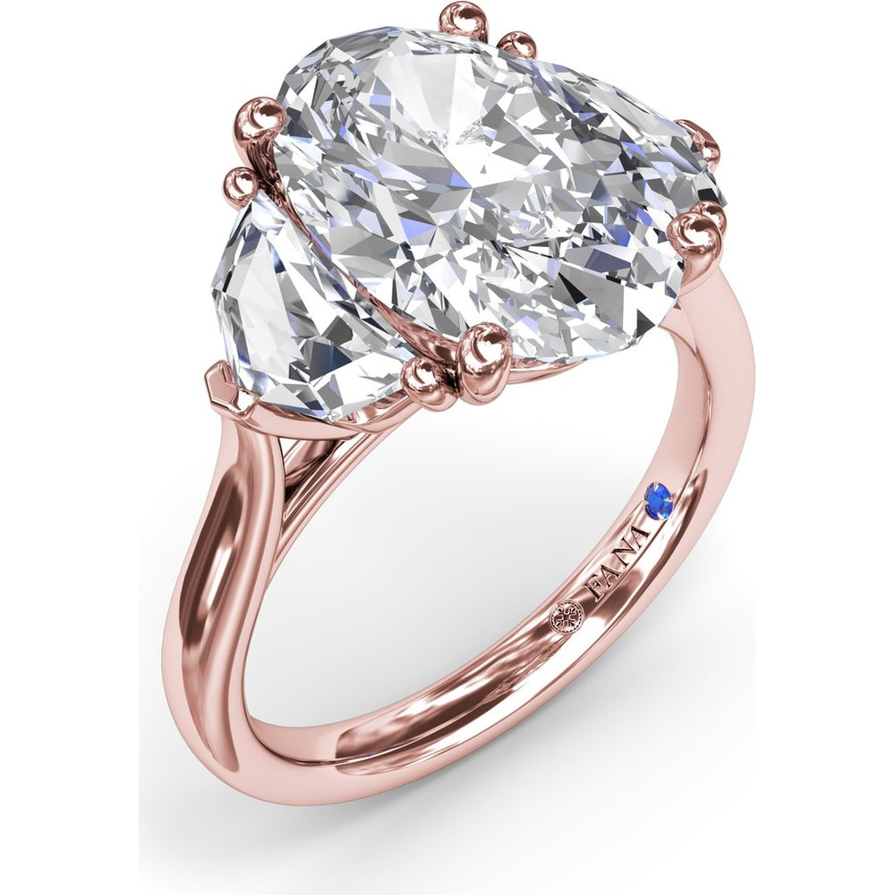 Three Stone Engagement Ring Setting with Cadillac Cut Side Diamonds - 1.42 Carat Total Side Stone Weight by Fana