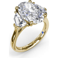 Three Stone Engagement Ring Setting with Cadillac Cut Side Diamonds - 1.42 Carat Total Side Stone Weight by Fana