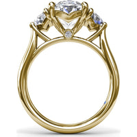 Three Stone Engagement Ring Setting with Cadillac Cut Side Diamonds - 1.42 Carat Total Side Stone Weight by Fana